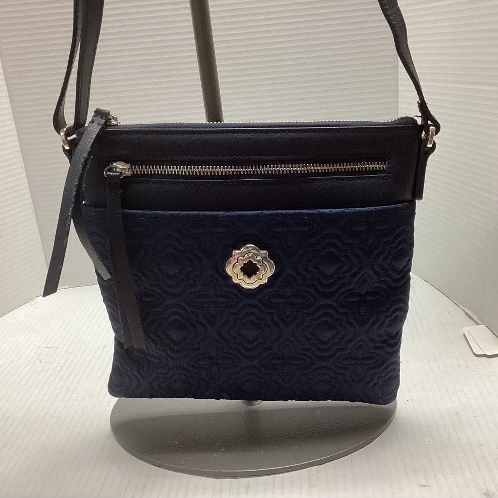 Brighton Quilted Nylon with Leather Accents Crossbody in Navy IS3